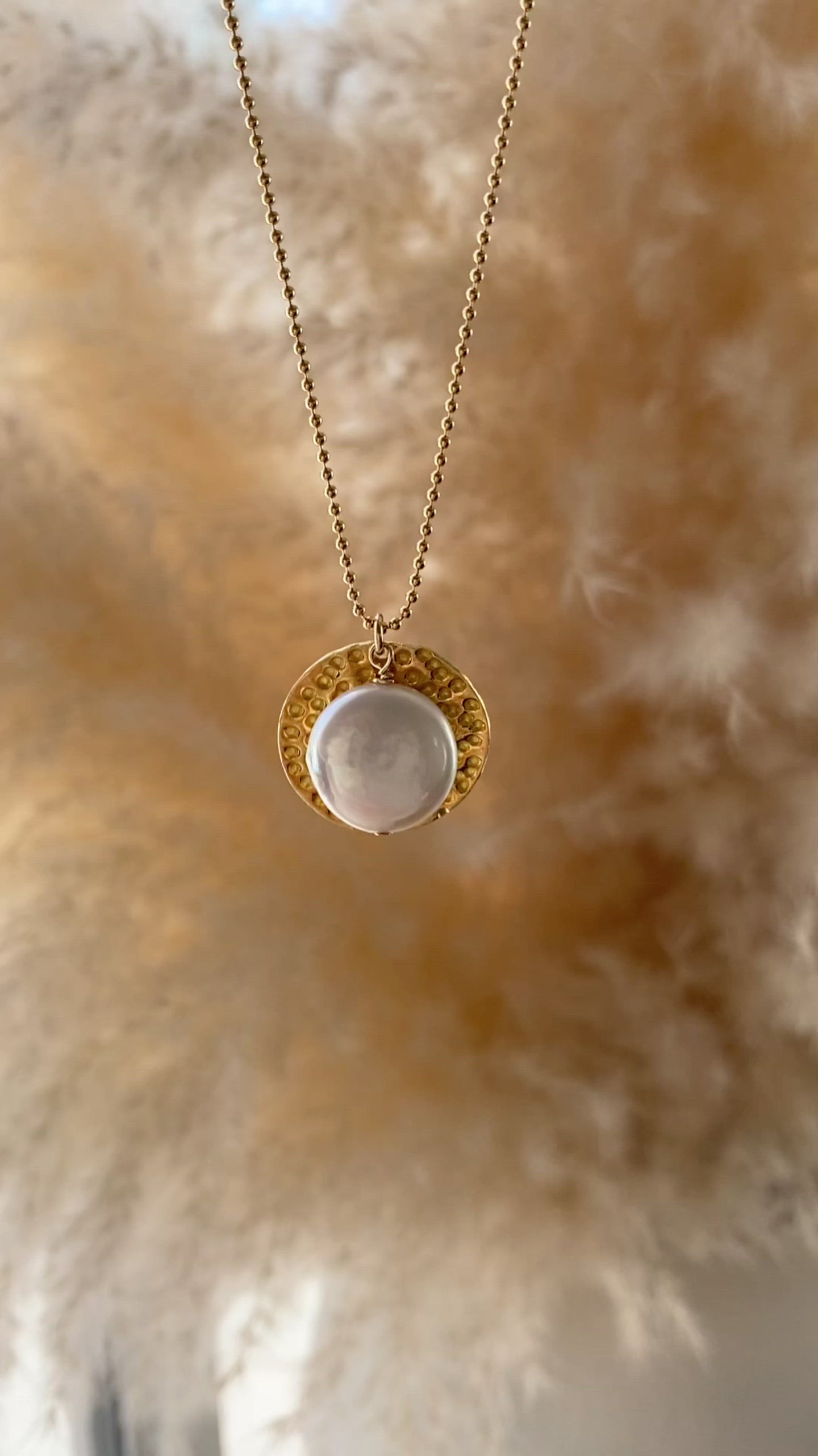 Coin Pearl & Hammered Disc Necklace